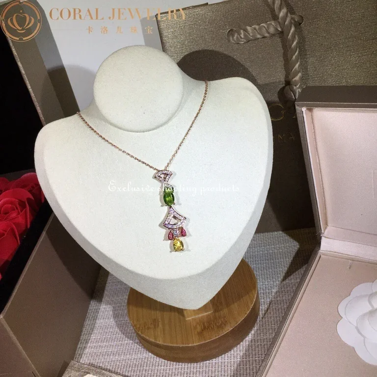 Bulgari Divas? Dream 355613 Necklace Rose Gold Citrine Peridot Pink Tourmaline 6