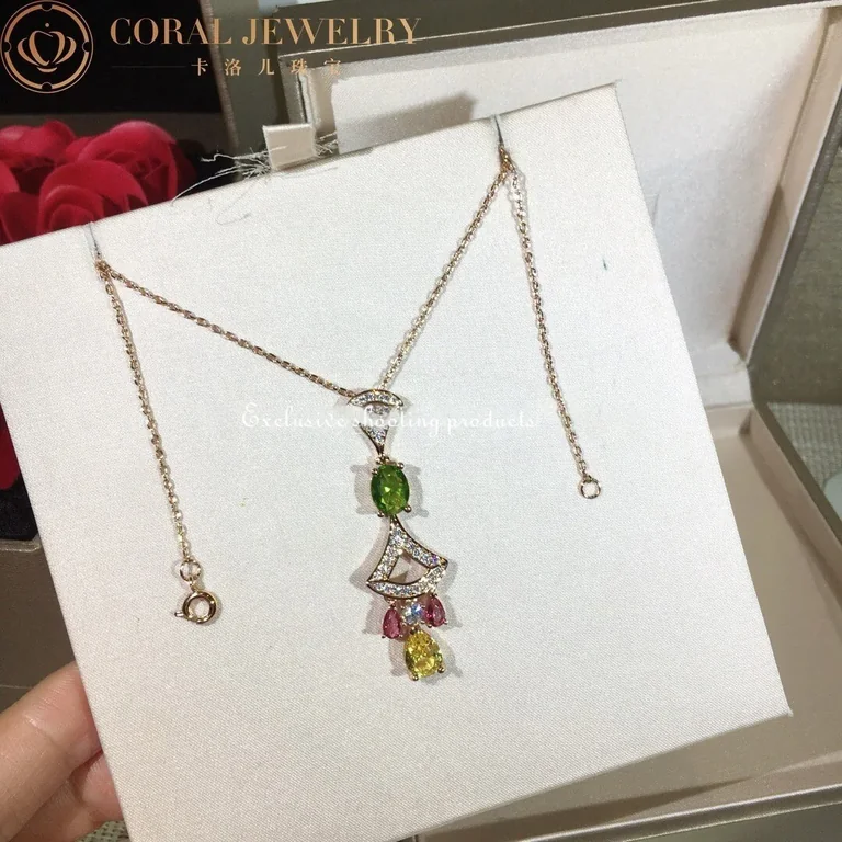 Bulgari Divas? Dream 355613 Necklace Rose Gold Citrine Peridot Pink Tourmaline 5