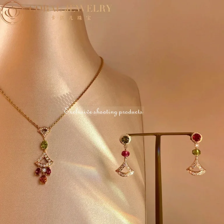 Bulgari Divas? Dream 355613 Necklace Rose Gold Citrine Peridot Pink Tourmaline 4