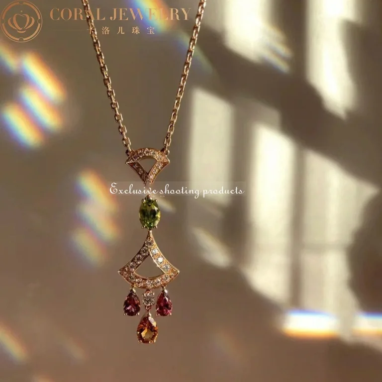 Bulgari Divas? Dream 355613 Necklace Rose Gold Citrine Peridot Pink Tourmaline 3