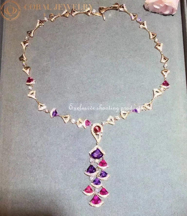 Bulgari 354075 Divas? Dream Necklace Rose Gold Amethyst Rubellite and Diamonds 13