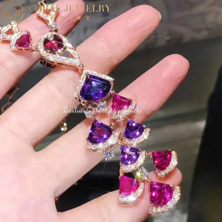 Bulgari 354075 Divas? Dream Necklace Rose Gold Amethyst Rubellite and Diamonds 11