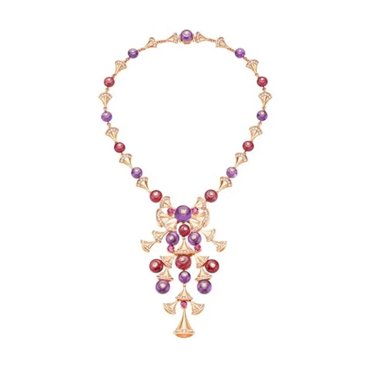 Bulgari Divas? Dream 348353 Necklace Rose Gold Amethyst Tourmaline and Diamond CL856481 1