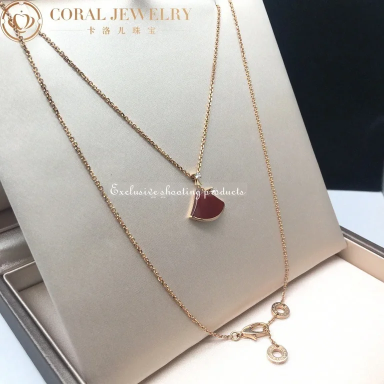 Bulgari Divas? Dream 350583 Necklace Rose Gold Carnelian and Diamonds 11