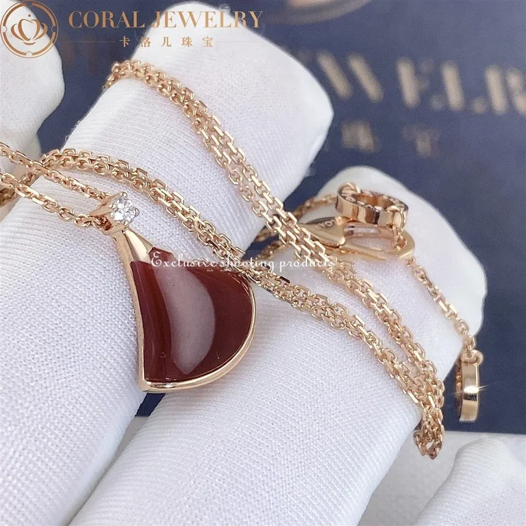 Bulgari Divas? Dream 350583 Necklace Rose Gold Carnelian and Diamonds 8
