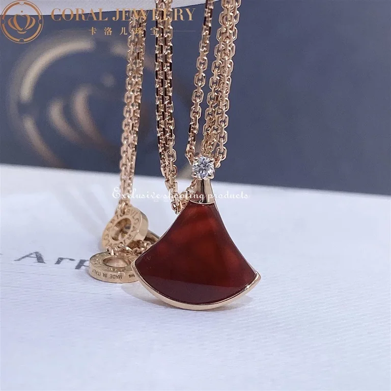 Bulgari Divas? Dream 350583 Necklace Rose Gold Carnelian and Diamonds 6