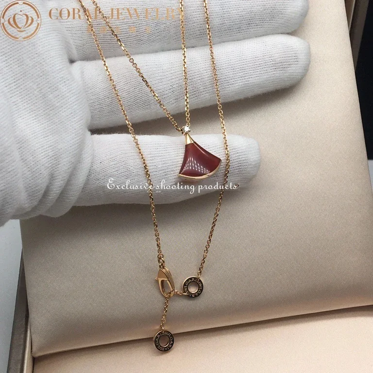 Bulgari Divas? Dream 350583 Necklace Rose Gold Carnelian and Diamonds 3