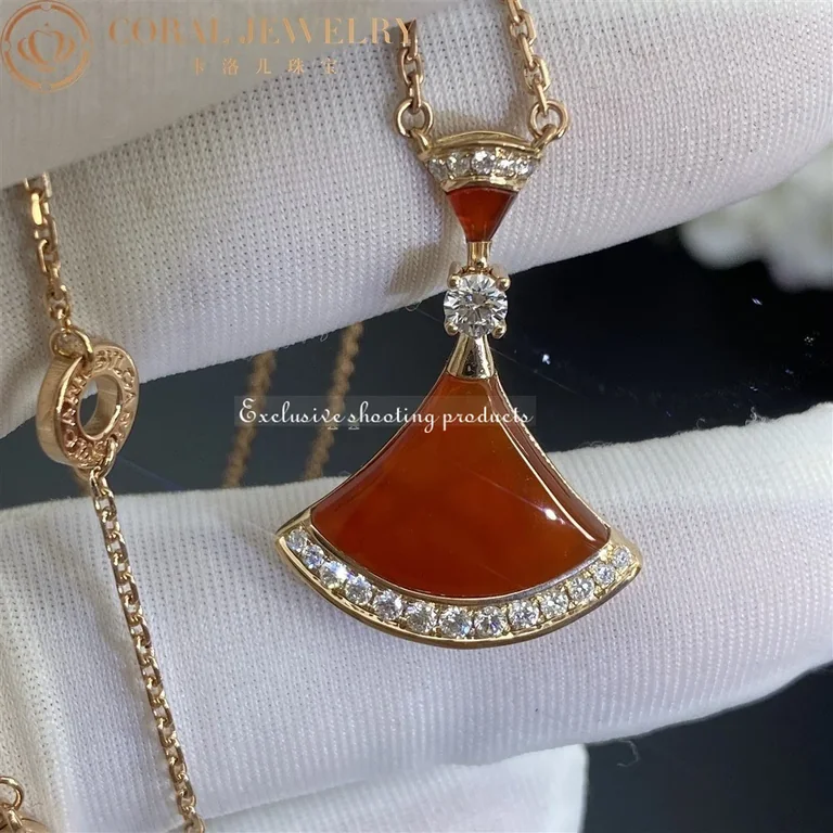 Bulgari Divas? Dream 356437 Necklace Rose Gold Carnelian and Diamonds 5