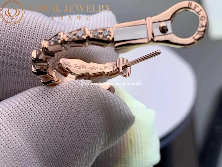 Bulgari Serpenti 358361 Viper 18 kt rose gold earrings set with pavé diamonds 12