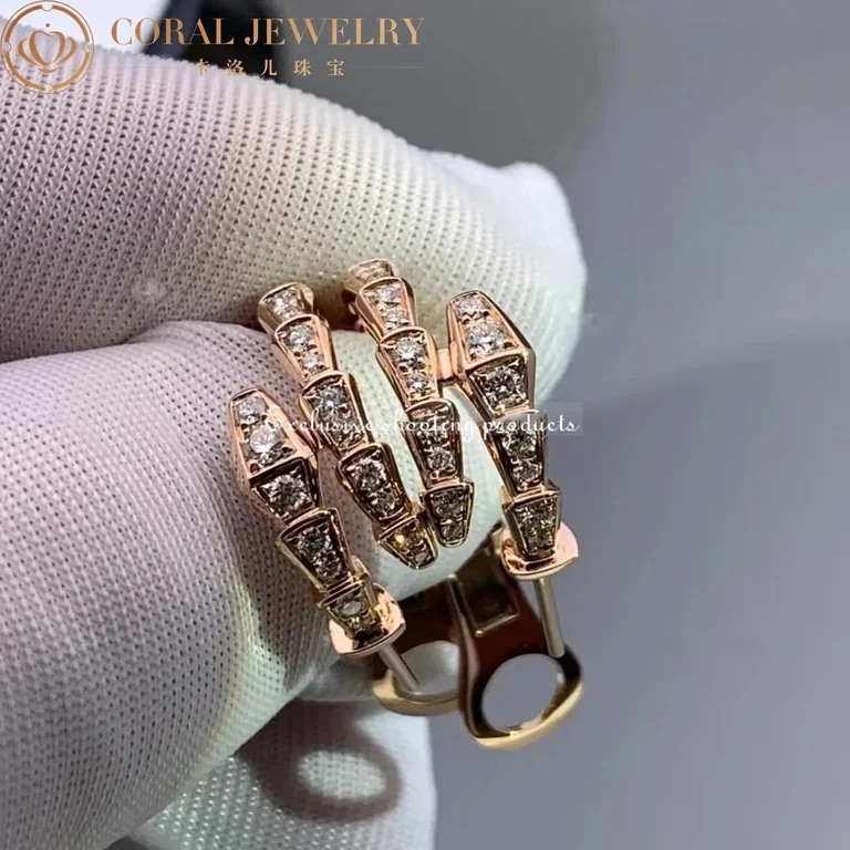 Bulgari Serpenti 358361 Viper 18 kt rose gold earrings set with pavé diamonds 9