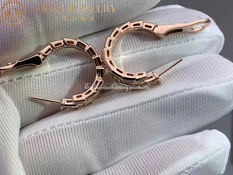 Bulgari Serpenti 358361 Viper 18 kt rose gold earrings set with pavé diamonds 6