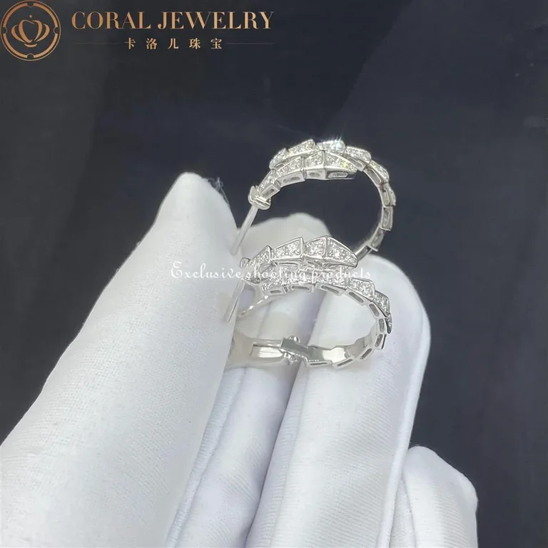 Bulgari 358360 Serpenti Viper 18 kt white gold earrings set with pavé diamonds 4