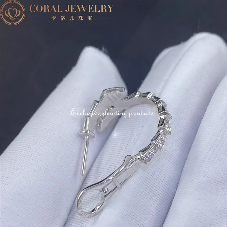 Bulgari 358360 Serpenti Viper 18 kt white gold earrings set with pavé diamonds 3