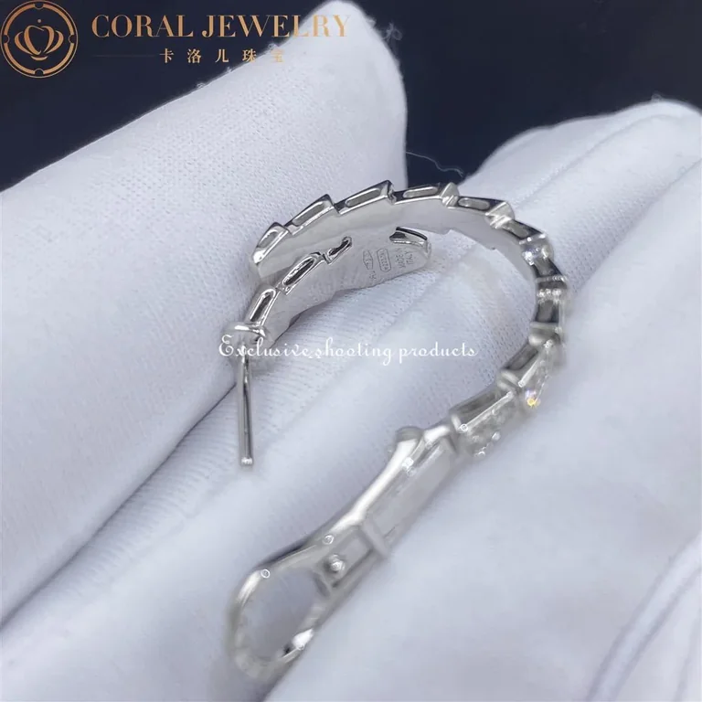 Bulgari 358360 Serpenti Viper 18 kt white gold earrings set with pavé diamonds 2