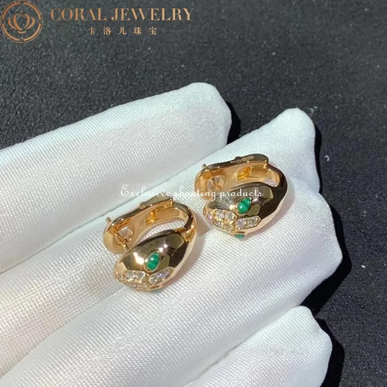 Bulgari Serpenti 352701 Rose Gold & Malachite Earrings 7