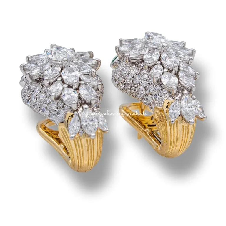 Bulgari Earrings Serpenti Platinum and 18K Yellow Gold Diamond Earrings with Emerald Eyes 3