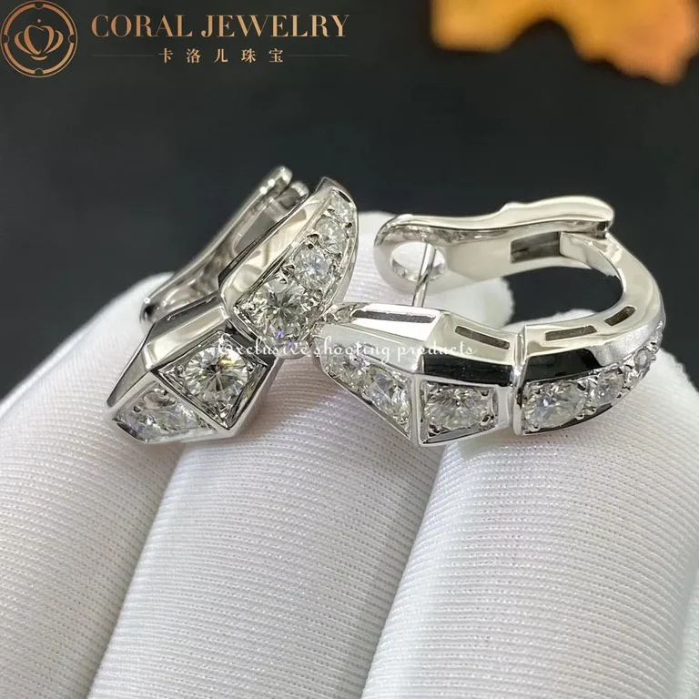 Bulgari Serpenti 351426 earrings in 18 kt white gold set with full pavé diamonds OR857499 3
