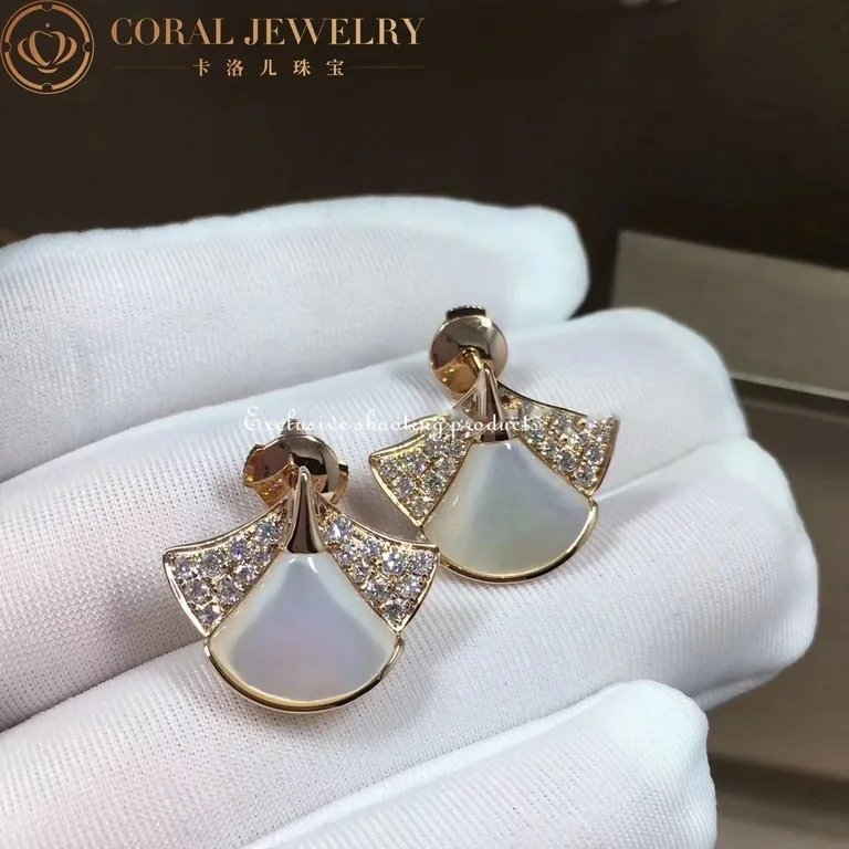Bulgari Divas? 350483 Dream small earrings in pink gold diamonds and mother of pearl OR857103 8