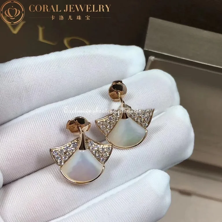 Bulgari Divas? 350483 Dream small earrings in pink gold diamonds and mother of pearl OR857103 7