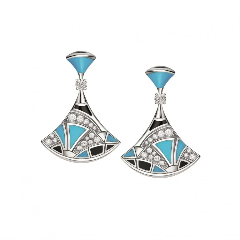 Bulgari Divas? 350741 Dream Earrings White Gold Diamonds Turquoise OR857248 1