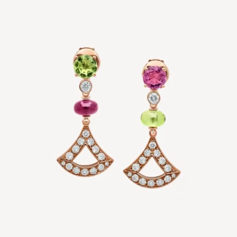 Bulgari 355616 Divas? Dream Earrings Rose Gold Diamond and Blue Topaz Rubellite 1