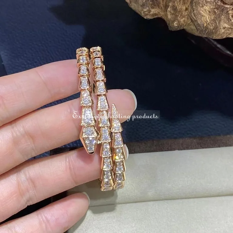 Bulgari 357270 Serpenti Viper two-coil 18 kt rose gold bracelet set with pavé diamonds 3