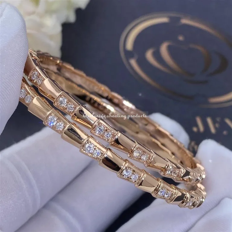 Bulgari 355043 Serpenti Viper 18 kt rose gold bracelet set with demi pavé diamonds 7