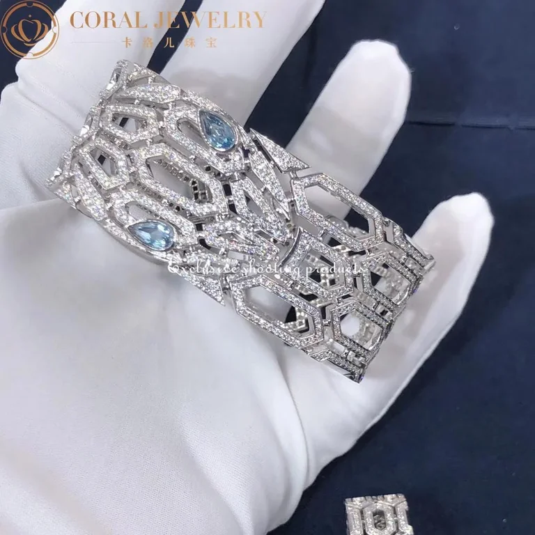 Bulgari Serpenti 352753 Bracelet White Gold Diamond And Aquamarine 5