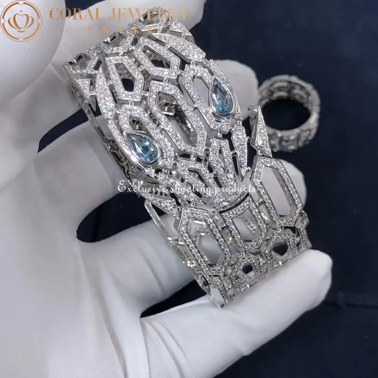 Bulgari Serpenti 352753 Bracelet White Gold Diamond And Aquamarine 2