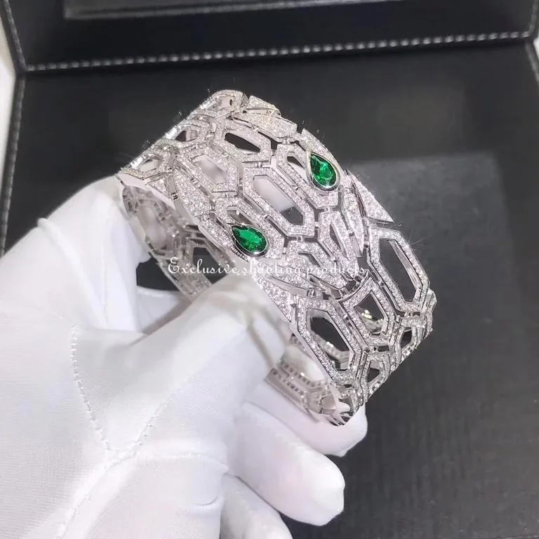 Bulgari Serpenti 352753 Bracelet White Gold Diamond And Emerald 8