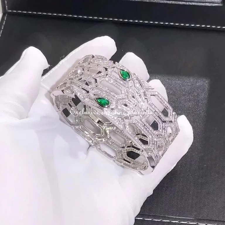 Bulgari Serpenti 352753 Bracelet White Gold Diamond And Emerald 7