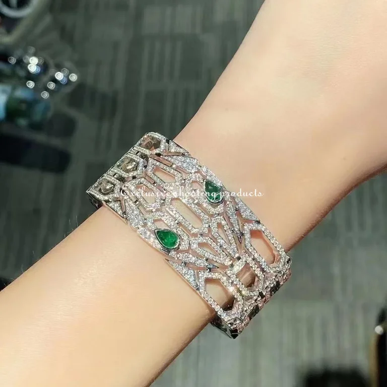 Bulgari Serpenti 352753 Bracelet White Gold Diamond And Emerald 3