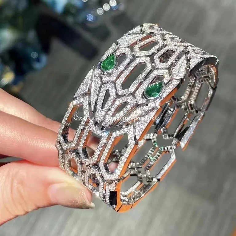 Bulgari Serpenti 352753 Bracelet White Gold Diamond And Emerald 2