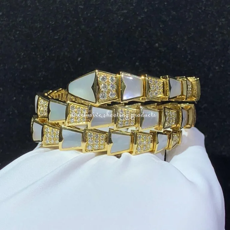 Bulgari BR855296 Serpenti Bracelet Yellow Gold Diamond and Mother of Pearl 7