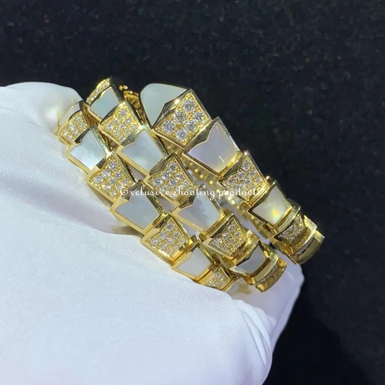 Bulgari BR855296 Serpenti Bracelet Yellow Gold Diamond and Mother of Pearl 6