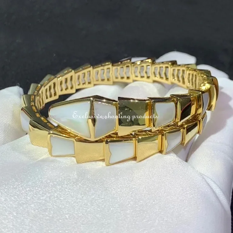 Bulgari Serpenti BR855763 bracelet yellow gold with delicate mother-of-pearl elements 11
