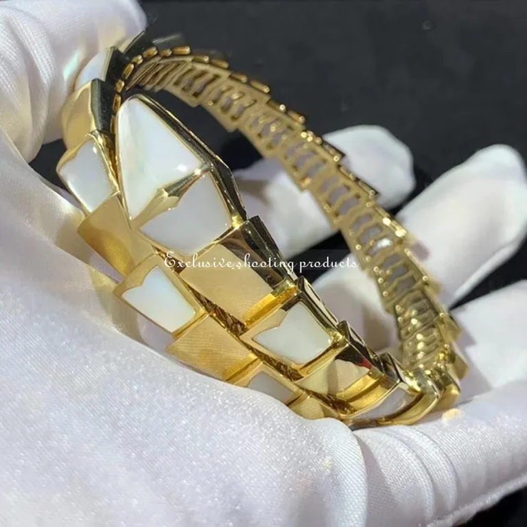 Bulgari Serpenti BR855763 bracelet yellow gold with delicate mother-of-pearl elements 8