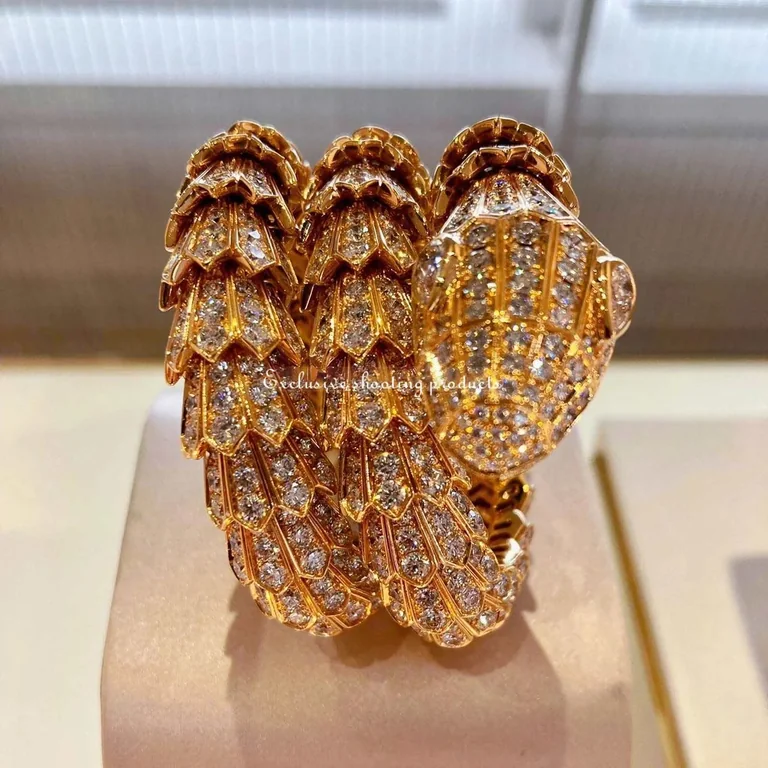 Bulgari 261220 Serpenti Bracelet Full Pave Diamond Rose Gold 2