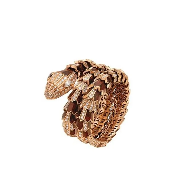 Bulgari Serpenti 261580 bracelet in pink gold and snakewood elements with diamonds 1