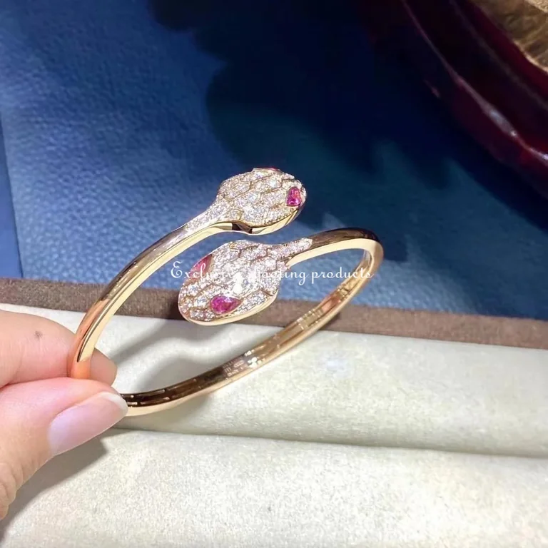 Bulgari Serpenti 356504 18 kt rose gold bracelet set with rubellite eyes and pavé diamonds 11
