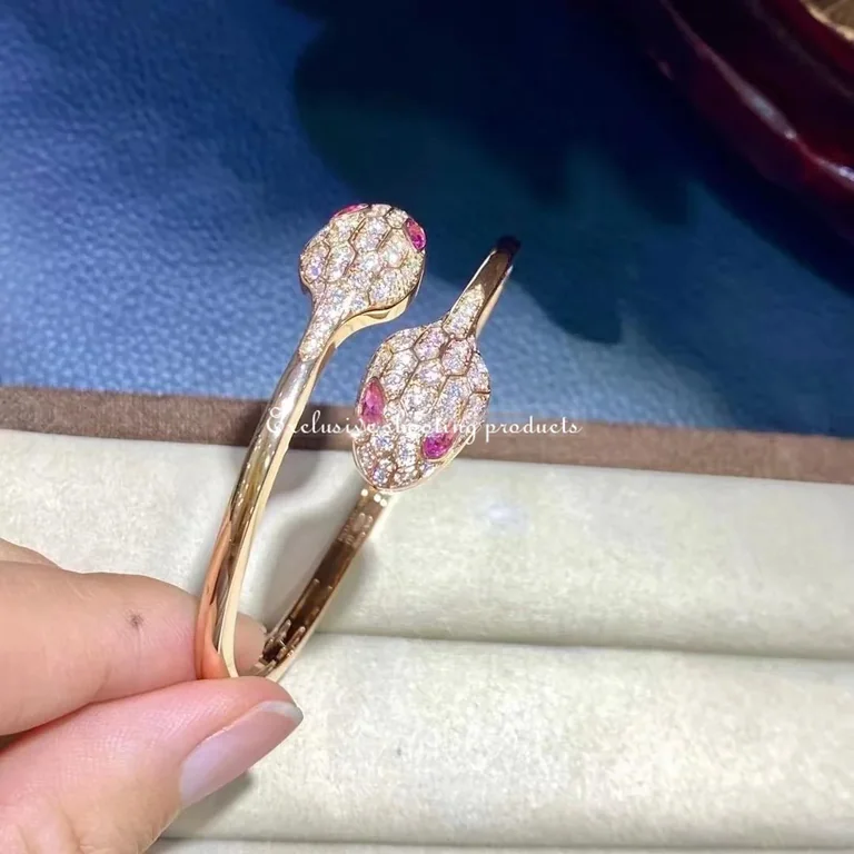 Bulgari Serpenti 356504 18 kt rose gold bracelet set with rubellite eyes and pavé diamonds 10