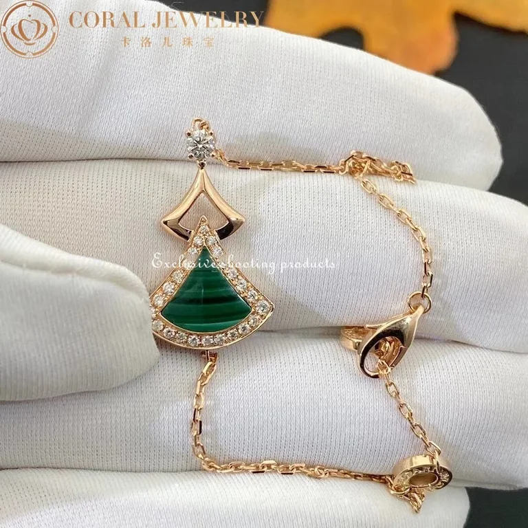 Bulgari 358891 Divas? Dream Bracelet Rose Gold with Malachite and Diamonds Bracelet 5