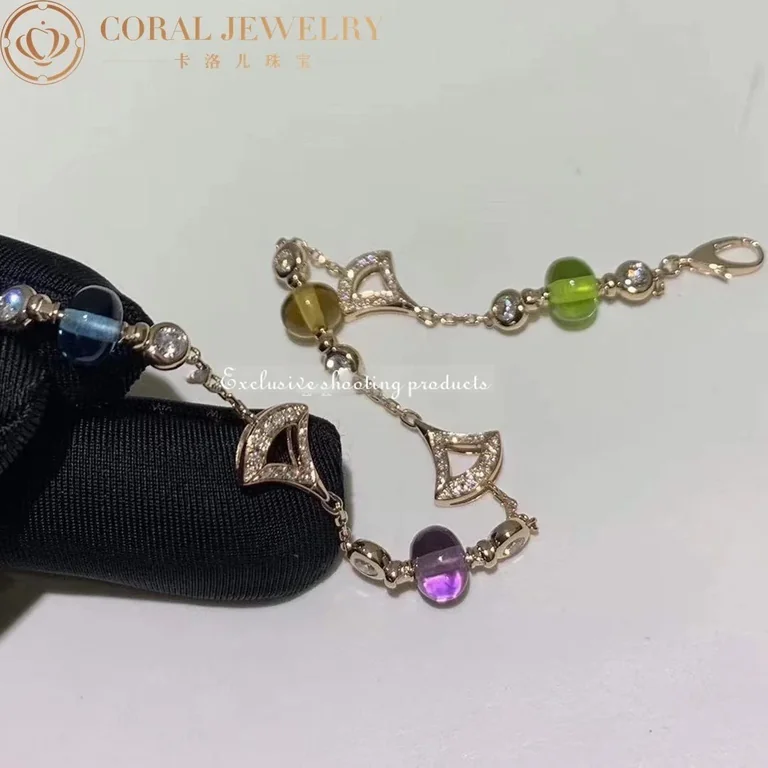 Bulgari 355614 Divas? Dream Bracelet Rose Gold With Amethyst Blue Topaz Citrine quartz Peridot Bracelet 2