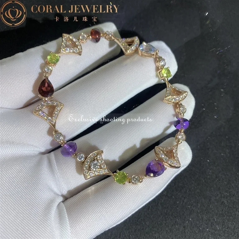 Bulgari 355618 Divas? Dream Bracelet Rose Gold With Amethyst Blue Topaz Peridot Pink Tourmaline Rubellite Bracelet 11