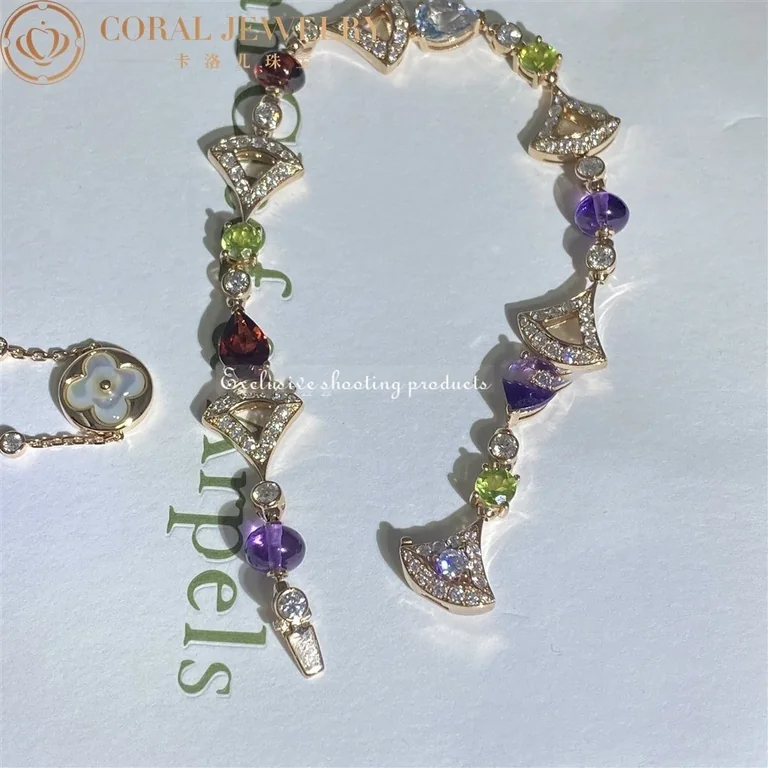 Bulgari 355618 Divas? Dream Bracelet Rose Gold With Amethyst Blue Topaz Peridot Pink Tourmaline Rubellite Bracelet 9