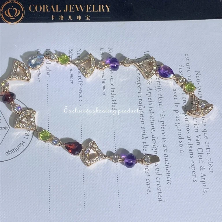Bulgari 355618 Divas? Dream Bracelet Rose Gold With Amethyst Blue Topaz Peridot Pink Tourmaline Rubellite Bracelet 8