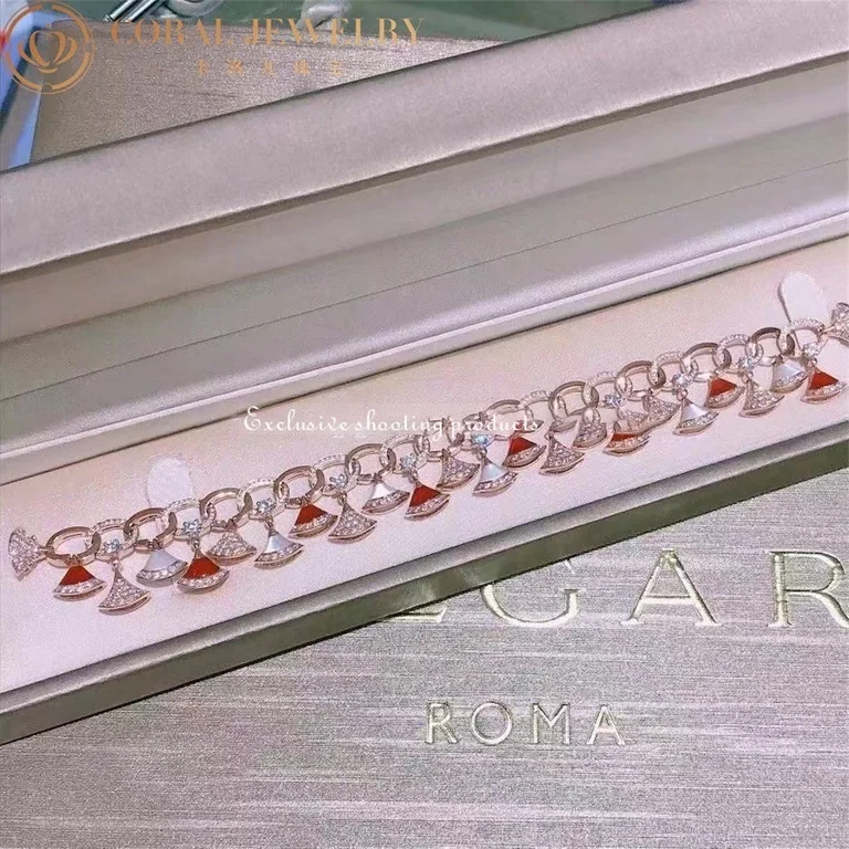 Bulgari BR858051 Divas? Dream Bracelet Rose Gold with Carnelian Mother-of-pearl and Diamonds High Jewelry Bracelet 6