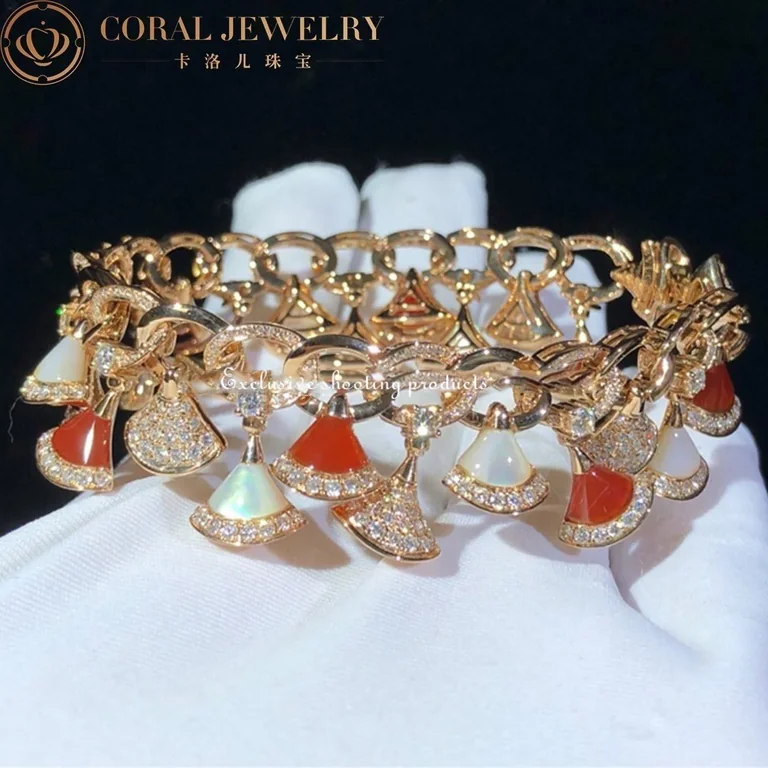 Bulgari BR858051 Divas? Dream Bracelet Rose Gold with Carnelian Mother-of-pearl and Diamonds High Jewelry Bracelet 5
