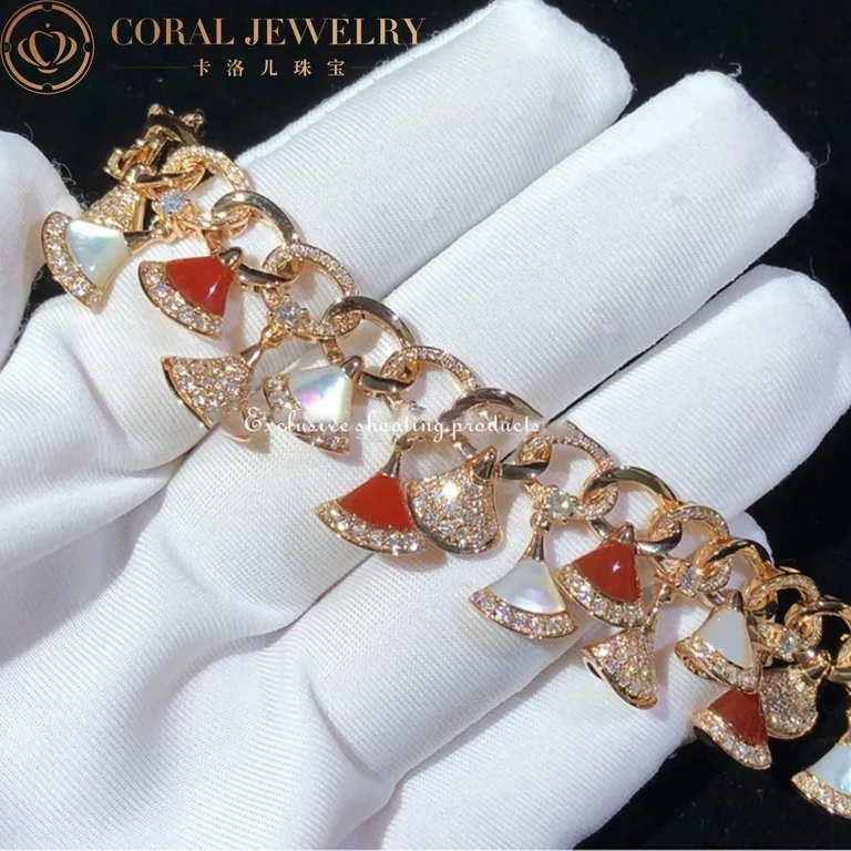 Bulgari BR858051 Divas? Dream Bracelet Rose Gold with Carnelian Mother-of-pearl and Diamonds High Jewelry Bracelet 4