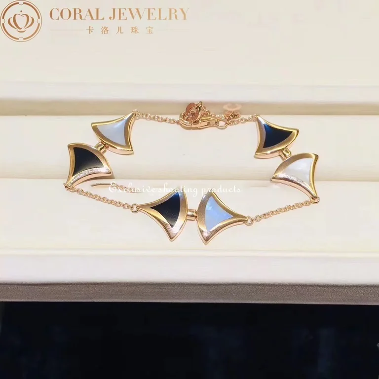 Bulgari BR856995 Divas? Dream Bracelet Rose Gold Mother Of Pearl And Onyx Bracelet 5